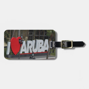 Etiqueta De Bagagem "Eu amo sinal de Aruba", fotografia,