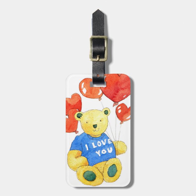 Etiqueta De Bagagem Eu te amo urso - balão 2011 (Frente Vertical)