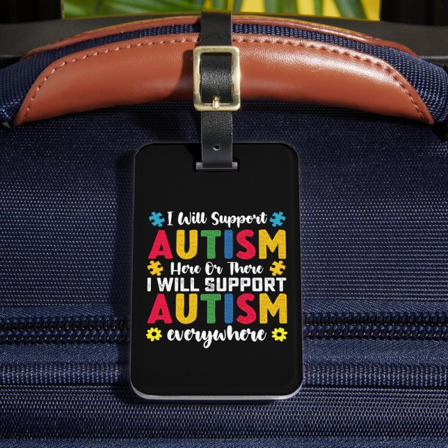 Etiqueta De Bagagem Eu Vou Apoiar Autismo Aqui Ou Ali (Frente Insitu 2)