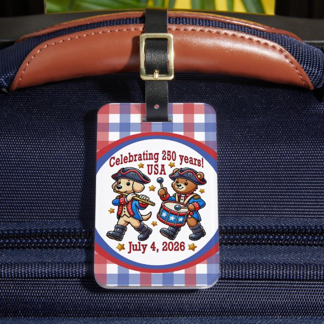 Etiqueta De Bagagem EUA 250º Aniversário de Souvenir - Patriótico (Frente Insitu 2)