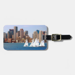 Etiqueta De Bagagem EUA, Massachusetts. Linha Skyline Boston Waterfron