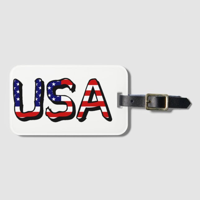 Etiqueta De Bagagem EUA sobrepostos em US Flag bc ltcn (Frente Horizontal)