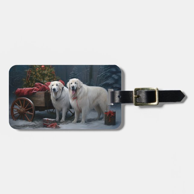 Etiqueta De Bagagem Excelente Pirenéus Snowy Sleigh Decência de Natal (Frente Horizontal)