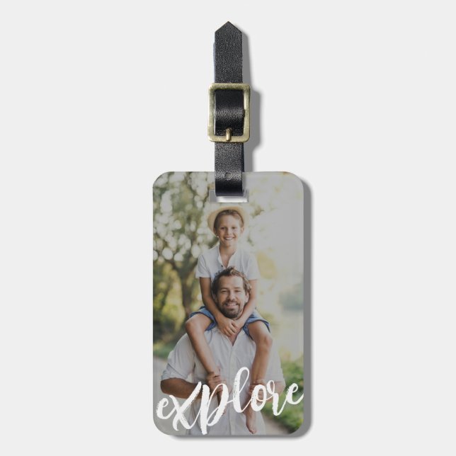 Etiqueta De Bagagem Explorar Foto Personalizada (Frente Vertical)