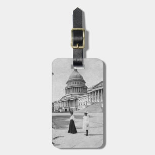 Etiqueta De Bagagem Exterior do edifício Capitólio com mulheres