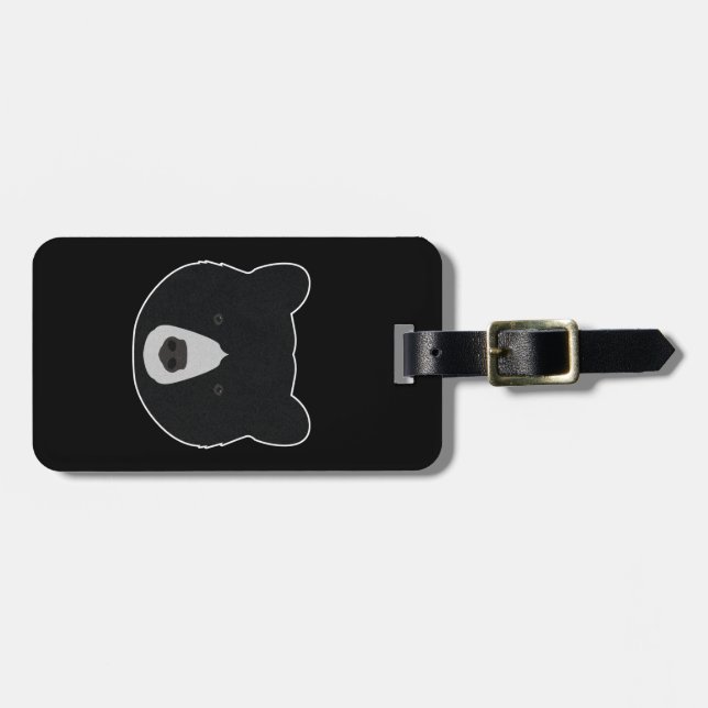 Etiqueta De Bagagem Face do Urso Preto (Frente Horizontal)