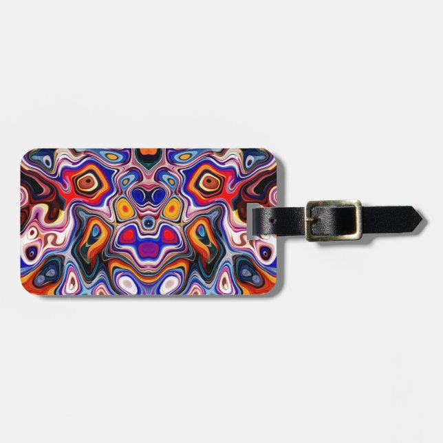 Etiqueta De Bagagem Faces em Formas de Abstrato 3 (Frente Horizontal)