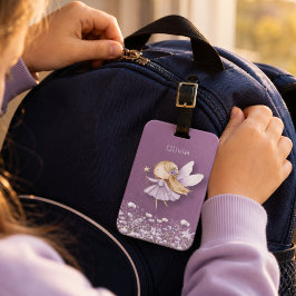 Etiqueta De Bagagem Fadas Lindas Roxas