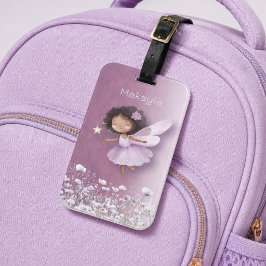Etiqueta De Bagagem Fadas roxas fofas personalizadas para meninas