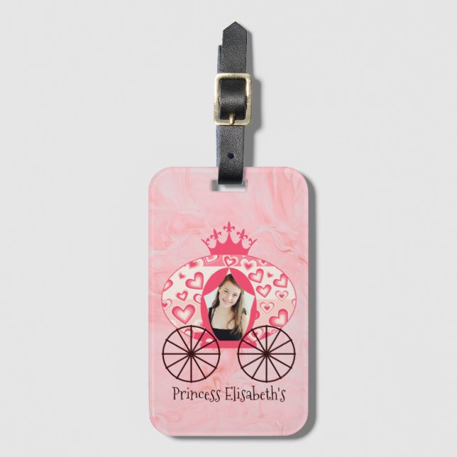 Etiqueta De Bagagem Fairytale Royal Princess Carruagem Girl Birthday (Frente Vertical)