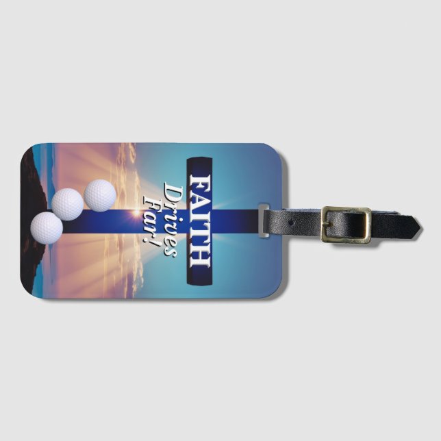 Etiqueta De Bagagem Faith Drives Far Golf  (Frente Horizontal)