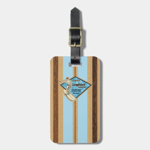 Etiqueta De Bagagem Falso listrado havaiano da prancha de Waimea de