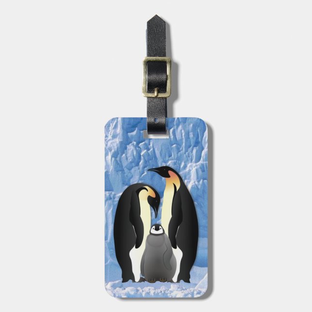 Etiqueta De Bagagem família de pinguins (Frente Vertical)