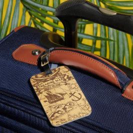 Etiqueta De Bagagem Família de pontos de terra do mapa Pirate Personal