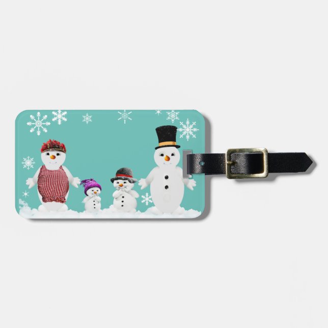Etiqueta De Bagagem família Snowman (Frente Horizontal)