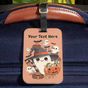 Etiqueta De Bagagem Fantasma de Halloween Fofo no Estilo Kawaii