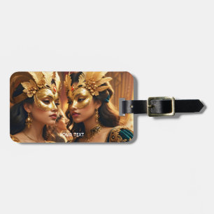 Etiqueta De Bagagem Fantasy Bonita Duas Máscaras Mulheres