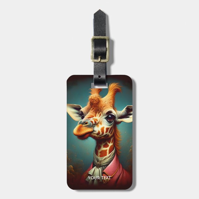 Etiqueta De Bagagem Fantasy Cute Art Deco Giraffe (Frente Vertical)