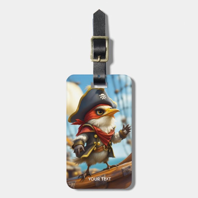 Etiqueta De Bagagem Fantasy Cute Bird Pirate (Frente Vertical)