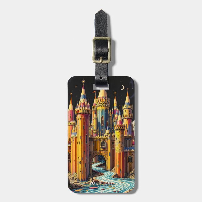 Etiqueta De Bagagem Fantasy Cute Castle De Lápis (Frente Vertical)
