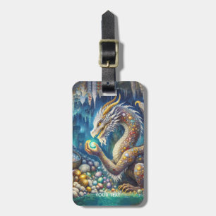 Etiqueta De Bagagem Fantasy Cute Dragon Stone Cavern