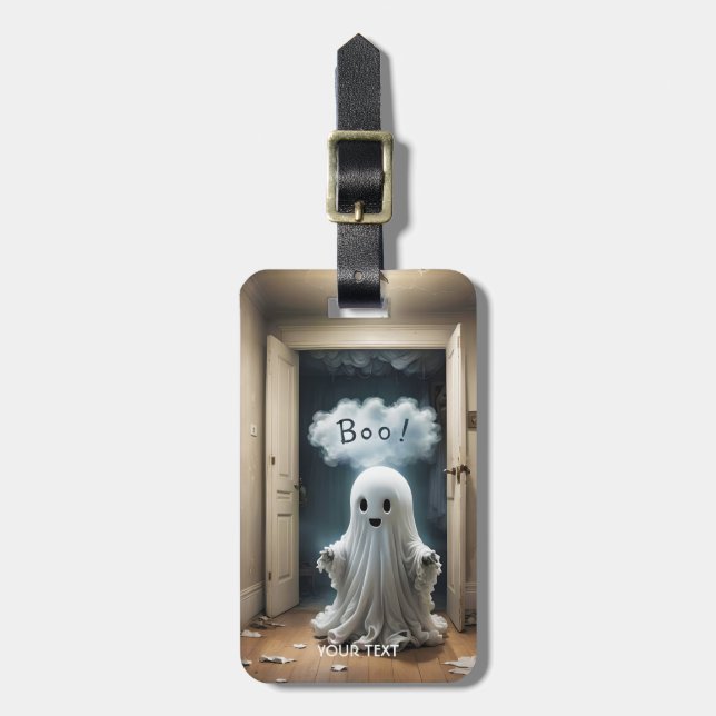 Etiqueta De Bagagem Fantasy Cute Ghost Closet Boo (Frente Vertical)
