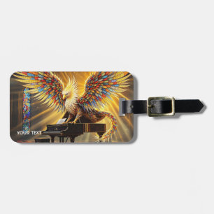 Etiqueta De Bagagem Fantasy Cute Griffon Tocando Piano
