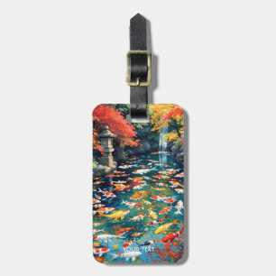 Etiqueta De Bagagem Fantasy Cute Koi Fish Pond