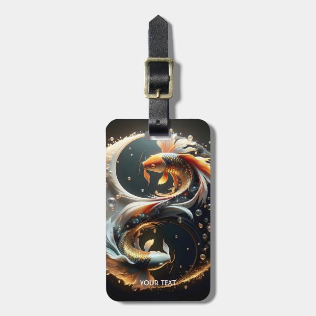 Etiqueta De Bagagem Fantasy Cute Koi Yin Yang (Frente Vertical)