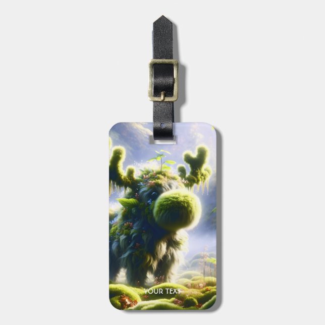 Etiqueta De Bagagem Fantasy Cute Moss Moose Forest (Frente Vertical)