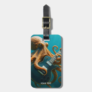 Etiqueta De Bagagem Fantasy Cute Octopus Tocando Violão