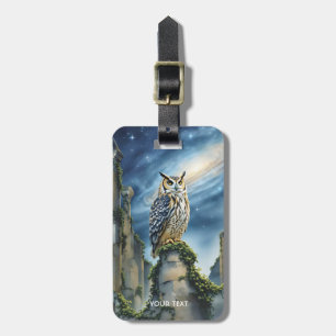 Etiqueta De Bagagem Fantasy Cute Owl Old Ruins