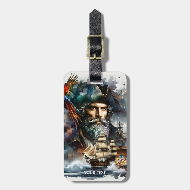Etiqueta De Bagagem Fantasy Cute Pirate Sea Navio (Frente Vertical)