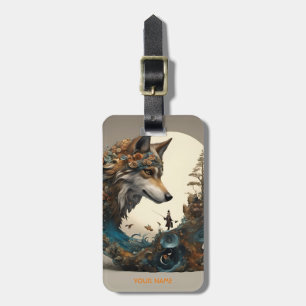 Etiqueta De Bagagem Fantasy Cute Vivid Flowers Wolf Wizard