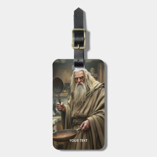 Etiqueta De Bagagem Fantasy Cute Wizard Frying Pan