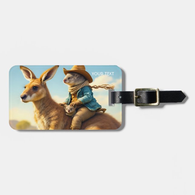 Etiqueta De Bagagem Fantasy Cute Wombat Kangaroo Koala (Frente Horizontal)