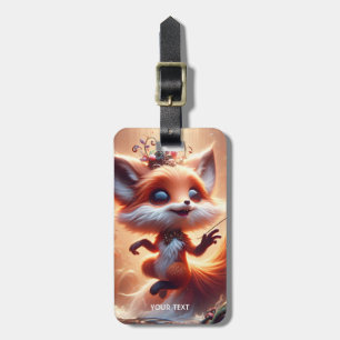 Etiqueta De Bagagem Fantasy Fox Flowers Cogumelos