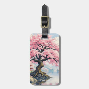 Etiqueta De Bagagem Fantasy Sakura Temples Lake