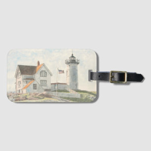 Etiqueta De Bagagem Farol de Cape Neddick em Aquarela