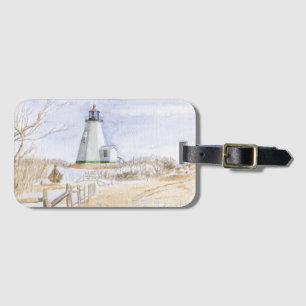 Etiqueta De Bagagem Farol de Plymought Aquarela