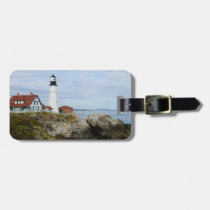 Etiqueta De Bagagem Farol de Portland Headlight em costa rochosa