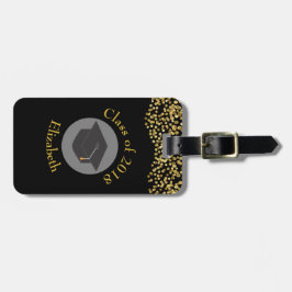 Etiqueta De Bagagem Faux Dourado Confetti e Classe de Boné de formatur