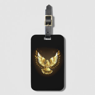 Etiqueta De Bagagem Faux Gold Foil Peace Dove em Preto