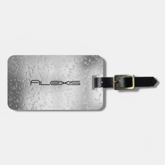 Etiqueta De Bagagem Faux Silver Texturizado Metal 015