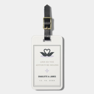 Etiqueta De Bagagem Favor de Aventura Elegante Cisne Champagne Black T