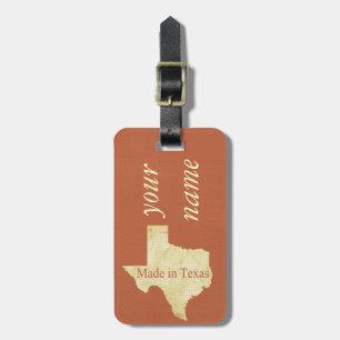 Etiqueta De Bagagem Feito no Texas Rusty Red LuBags