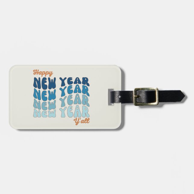 Etiqueta De Bagagem Feliz ano novo Groovy 2024 Y'all (Frente Horizontal)