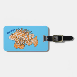 Etiqueta De Bagagem Feliz desenho animado de lionfish