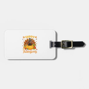 Etiqueta De Bagagem Feliz Dia de Ação de Graças Doberman Dog Turkey Pu