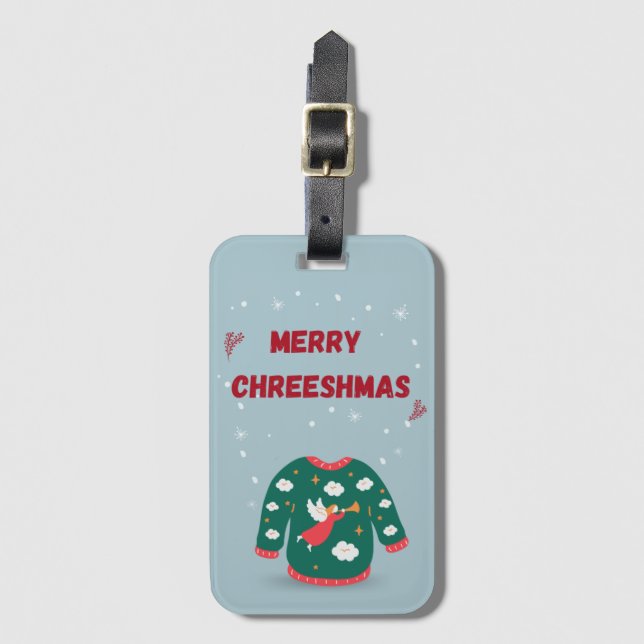 Etiqueta De Bagagem Feliz Natal Feio Anjo (Frente Vertical)